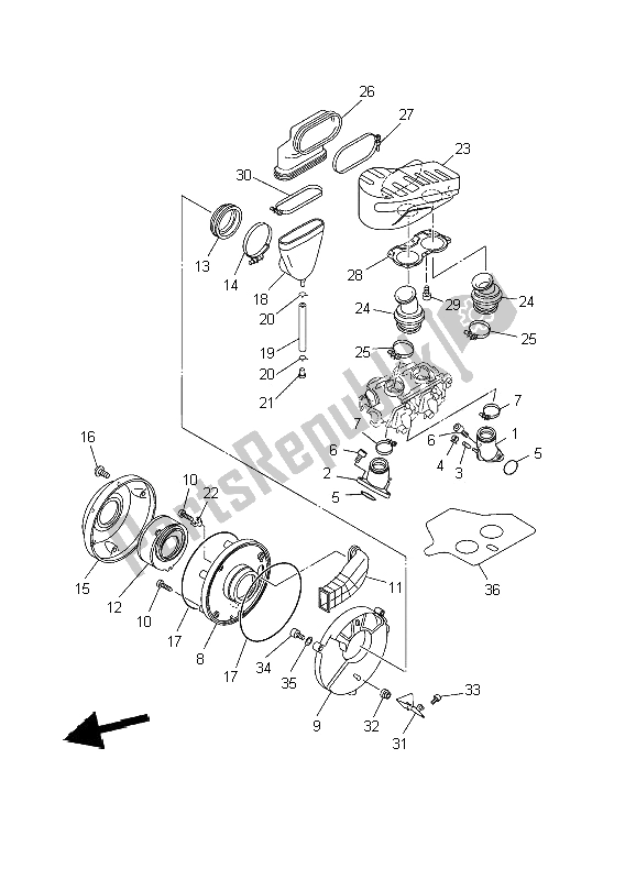 All parts for the Intake of the Yamaha XVS 650 Dragstar 2002