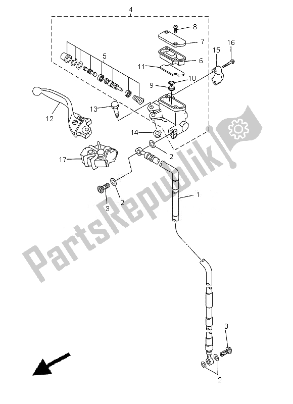 All parts for the Front Master Cylinder of the Yamaha YZ 250 2013