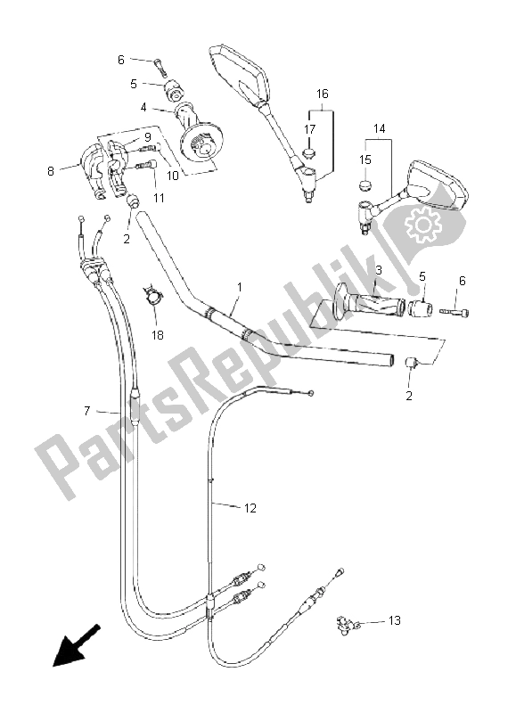 All parts for the Steering Handle & Cable of the Yamaha FZ1 NA Fazer 1000 2008