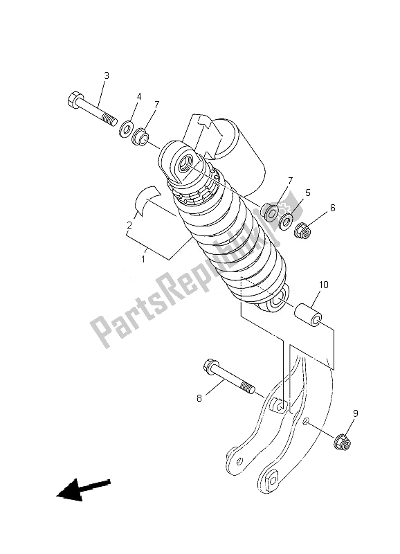 Wszystkie części do Tylne Zawieszenie Yamaha YFM 350R 2010