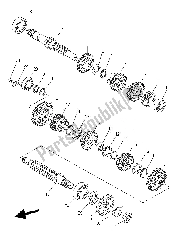 All parts for the Transmission of the Yamaha YBR 250 2007