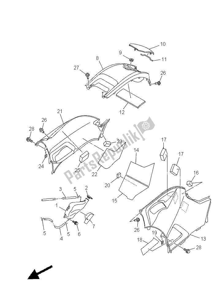 Tutte le parti per il Coperchio Laterale del Yamaha YFM 700 Fwad Grizzly EPS 2015
