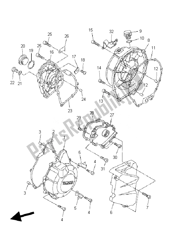 Toutes les pièces pour le Couvercle De Carter 1 du Yamaha FZ6 N 600 2007