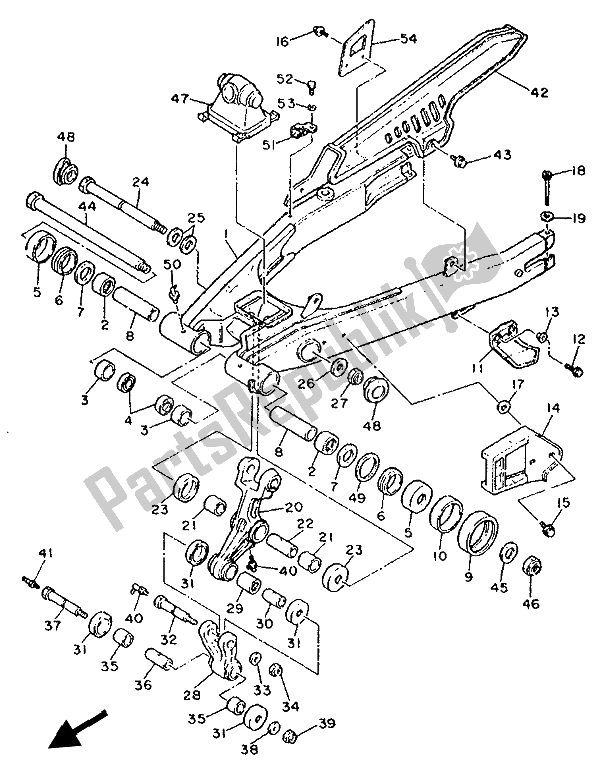 All parts for the Rear Arm of the Yamaha XT 600K 1993