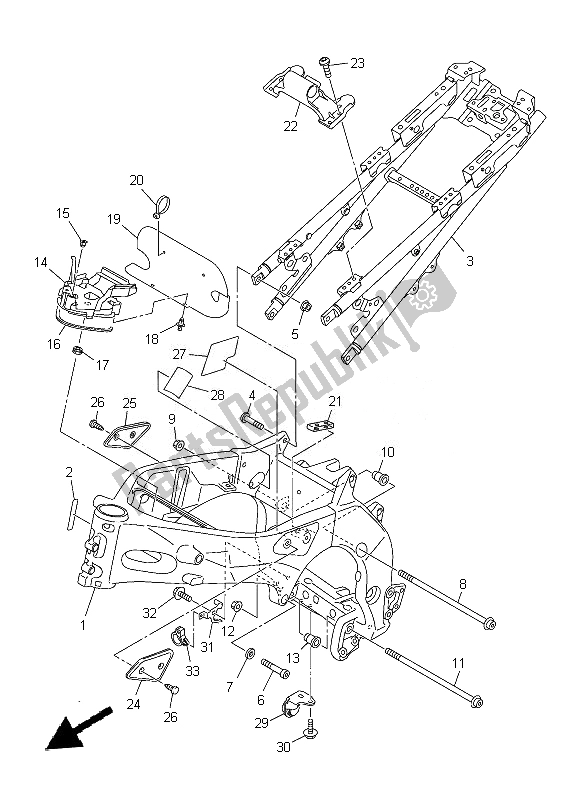 All parts for the Frame of the Yamaha FZ8 SA 800 2014