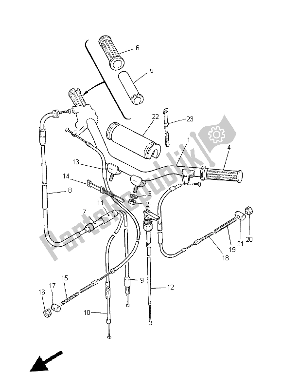 All parts for the Steering Handle & Cable of the Yamaha PW 50 2014
