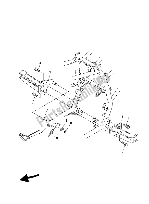 Tutte le parti per il Stand E Poggiapiedi del Yamaha YFM 250R 2012