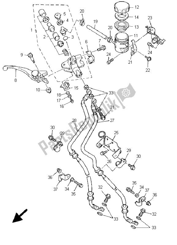 Toutes les pièces pour le Maître-cylindre Avant du Yamaha YZF 600R Thundercat 2001