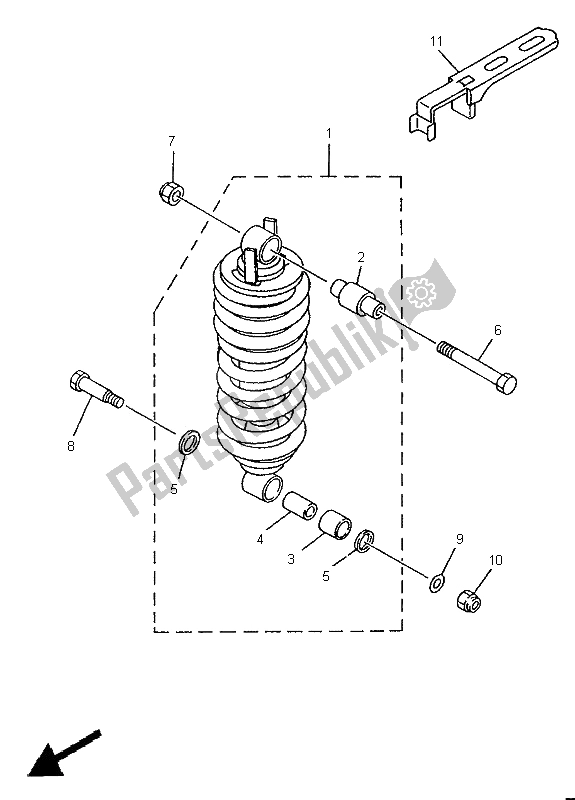 Toutes les pièces pour le Suspension Arrière du Yamaha TDM 850 1995