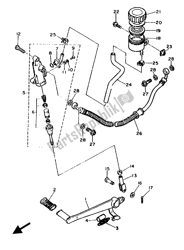 Tutte le parti per il Pompa Freno Posteriore del Yamaha FZR 600 Genesis 1993