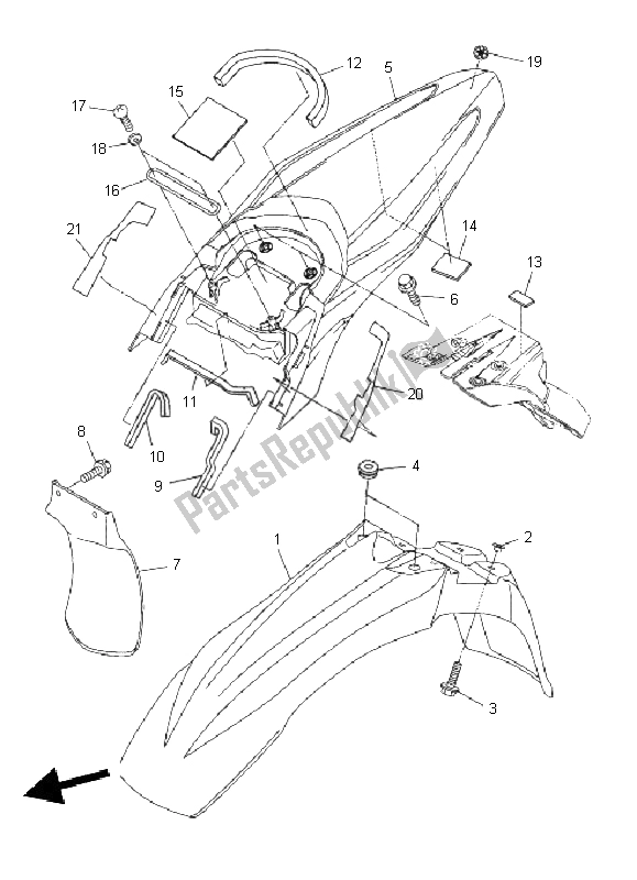 Tutte le parti per il Parafango del Yamaha WR 250X 2011
