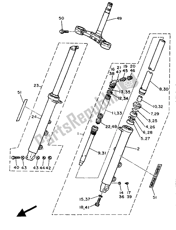 Todas las partes para Tenedor Frontal de Yamaha FZ 600 1986