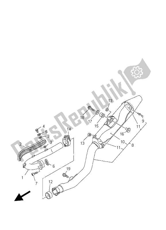 Tutte le parti per il Scarico del Yamaha YZ 250F 2003