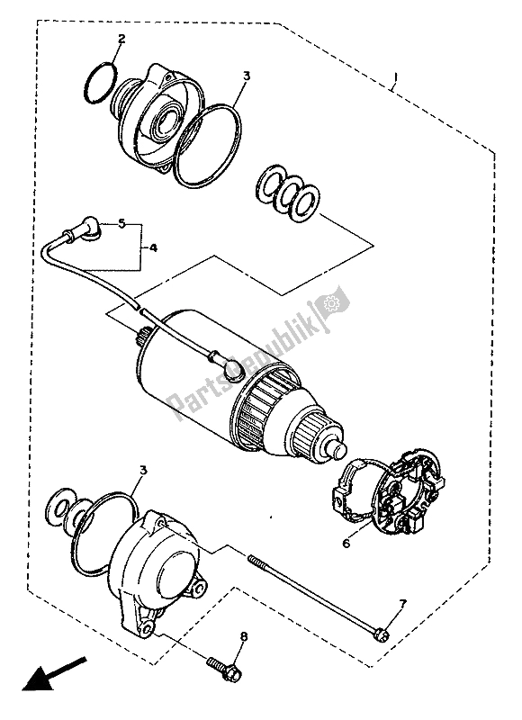 Toutes les pièces pour le Demarreur du Yamaha FZX 750 1988