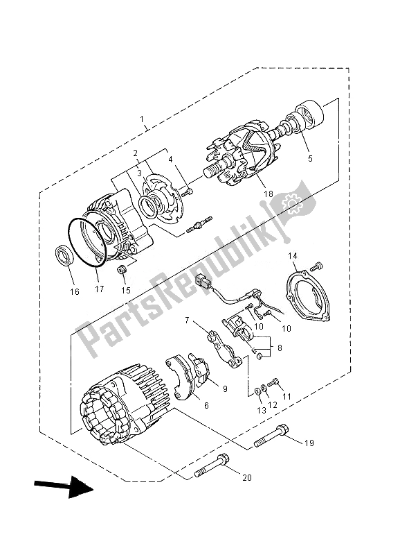 Tutte le parti per il Generatore del Yamaha XJR 1300 2007