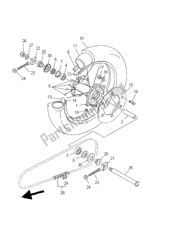 Todas las partes para Rueda Trasera de Yamaha YZ 426F 2002