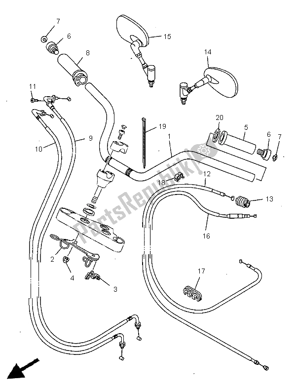 Todas as partes de Manivela E Cabo De Direção do Yamaha XVS 1100 Dragstar 1999