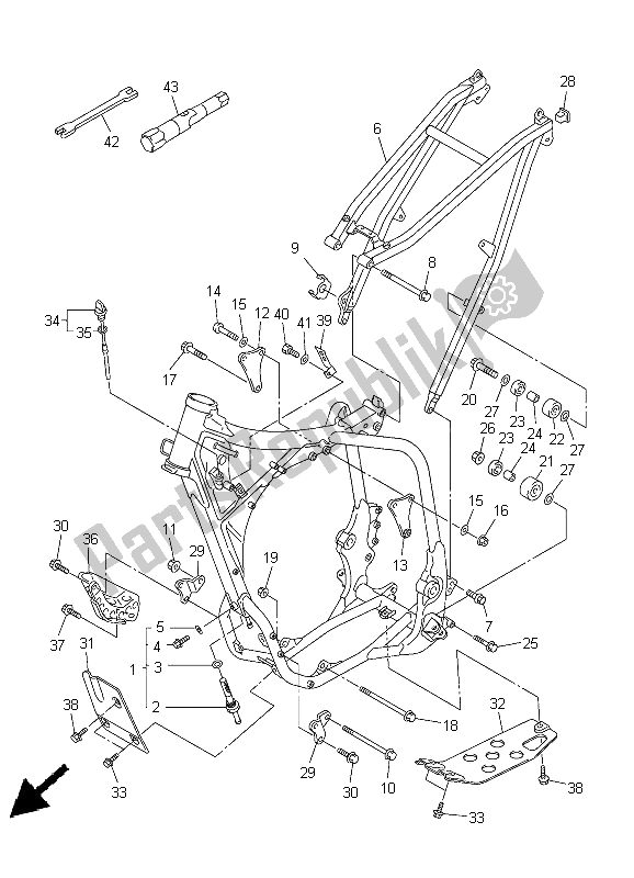 Todas las partes para Marco de Yamaha YZ 450F 2005