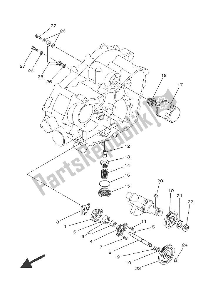 All parts for the Oil Pump of the Yamaha YFM 450 Fwad IRS Grizzly 4X4 2016