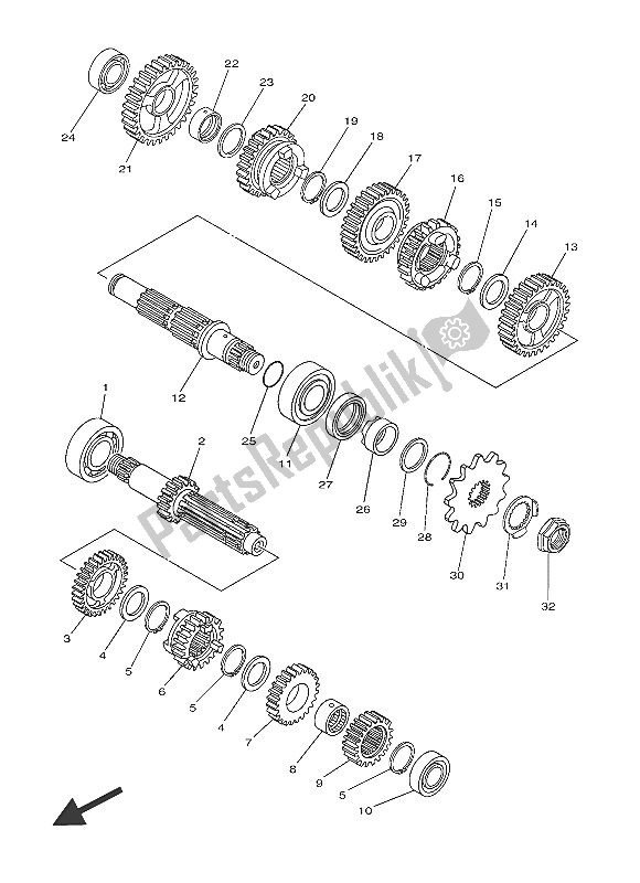 Toutes les pièces pour le Transmission du Yamaha YZ 250F 2016