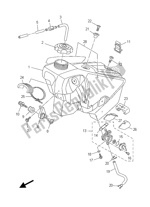 Tutte le parti per il Serbatoio Di Carburante del Yamaha YZ 250 2015