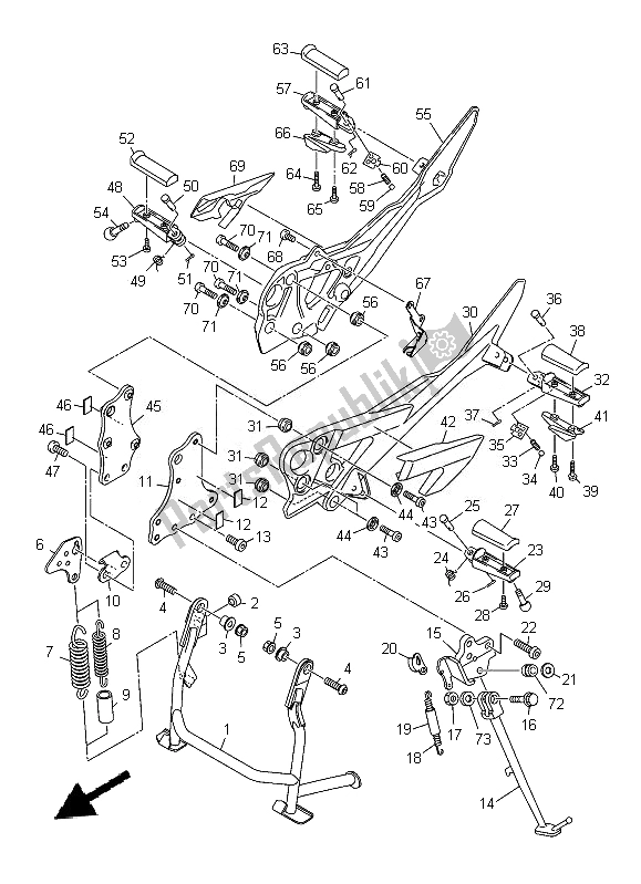 All parts for the Stand & Footrest of the Yamaha XJ6 SA 600 2014