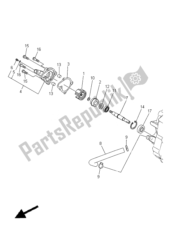 All parts for the Water Pump of the Yamaha YFM 300F Grizzly 2X4 2013