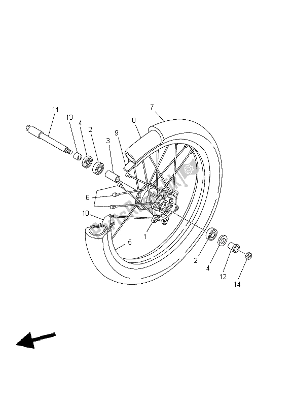 Wszystkie części do Przednie Ko? O Yamaha YZ 250F 2002