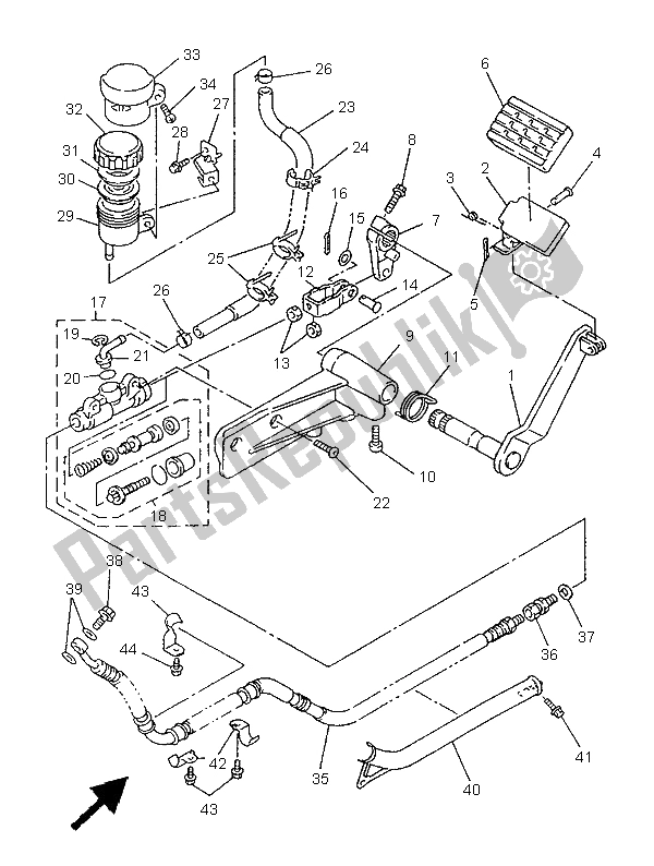 Toutes les pièces pour le Maître-cylindre Arrière du Yamaha XVZ 1300A Royalstar 1997