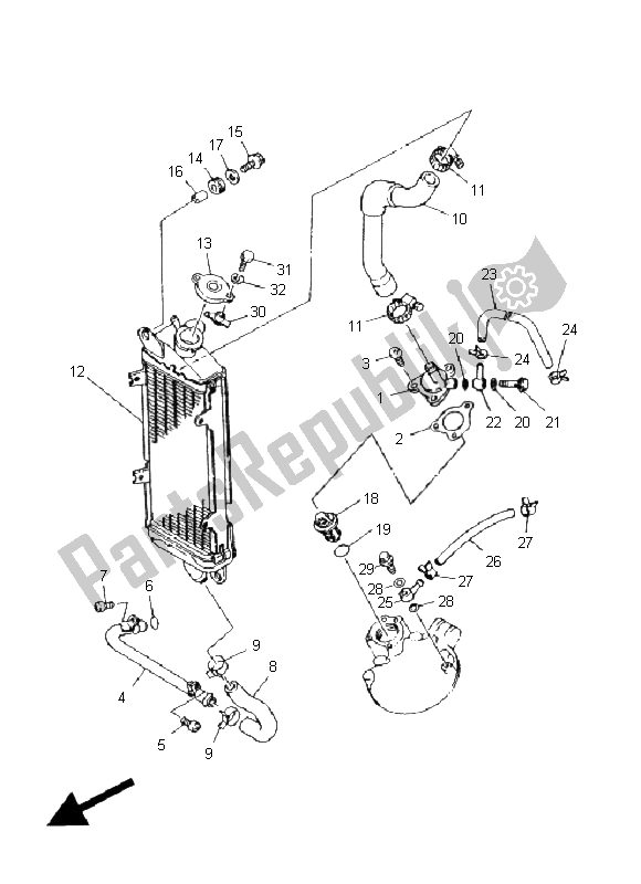 All parts for the Radiator & Hose of the Yamaha DT 125R 2004