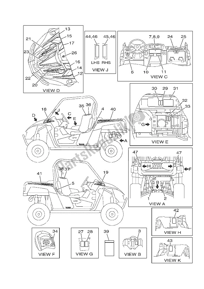 Todas las partes para Emblema Y Etiqueta 1 de Yamaha YXE 700 ES 2016