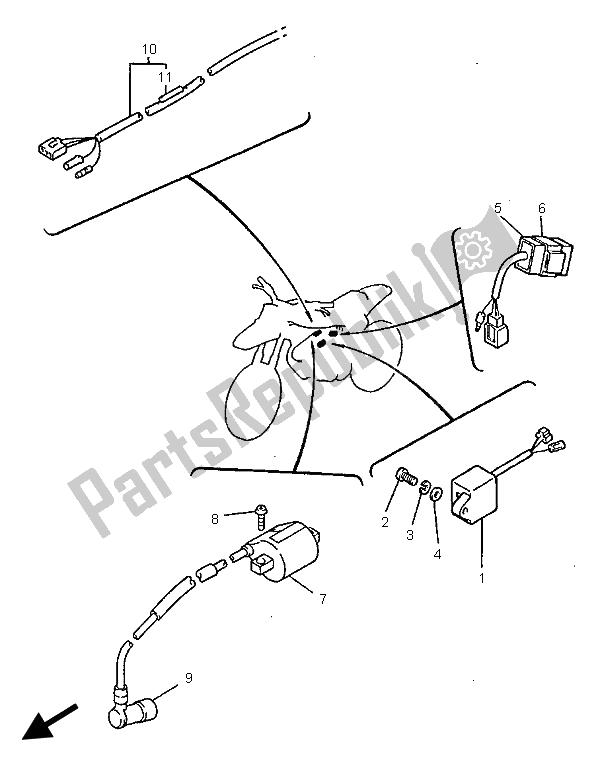 All parts for the Electrical 1 of the Yamaha PW 50 1998