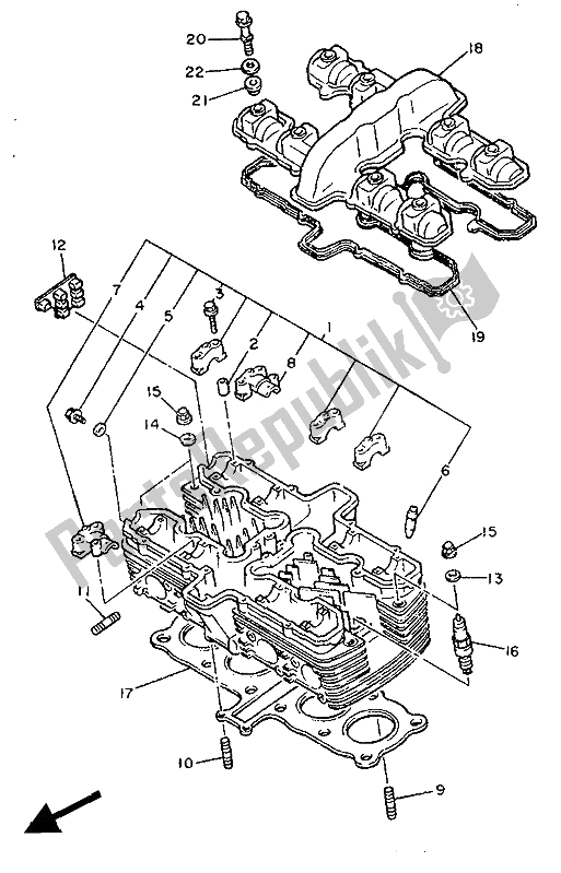 Toutes les pièces pour le Culasse du Yamaha FJ 1200 1990