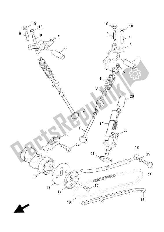 All parts for the Valve of the Yamaha XC 125 Cygnus X 2008