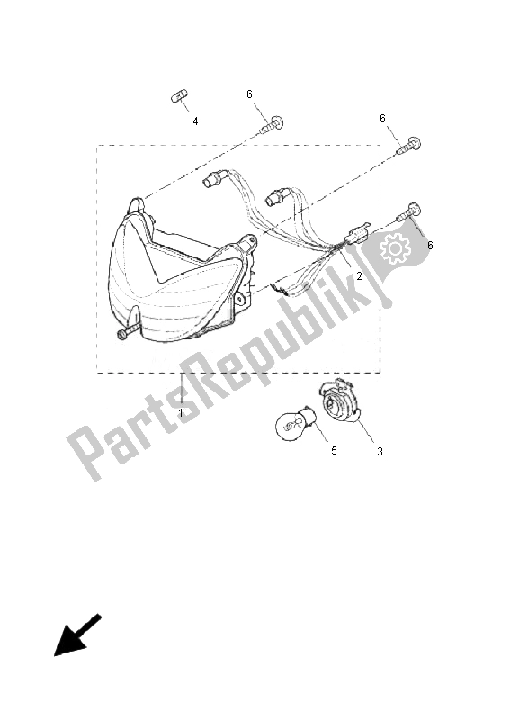 All parts for the Headlight of the Yamaha YQ 50R Aerox 2007