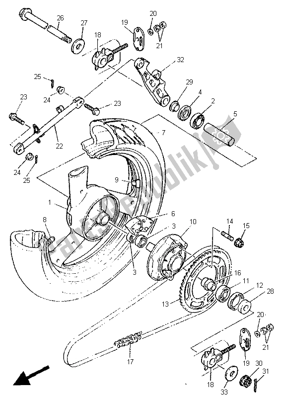 Todas as partes de Roda Traseira do Yamaha XJ 600S 1995