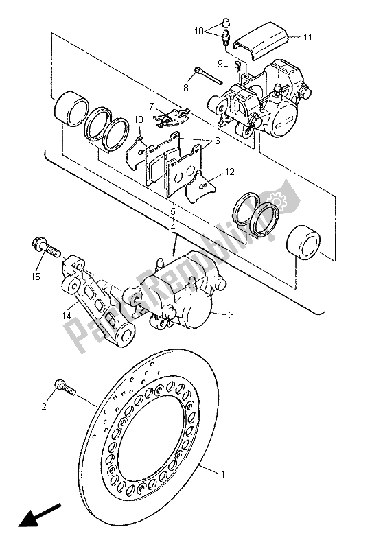 All parts for the Rear Brake Caliper of the Yamaha XJ 900S Diversion 1995