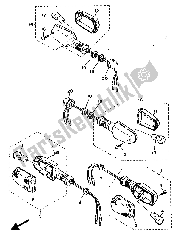 Toutes les pièces pour le Lumière Clignotante du Yamaha FZ 750R 1989