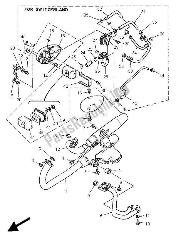 Alle onderdelen voor de Uitlaat van de Yamaha XV 250 Virago 1996