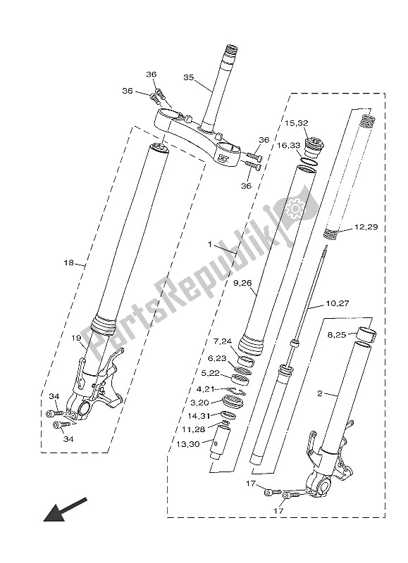 Todas las partes para Tenedor Frontal de Yamaha MT 10 1000 2016