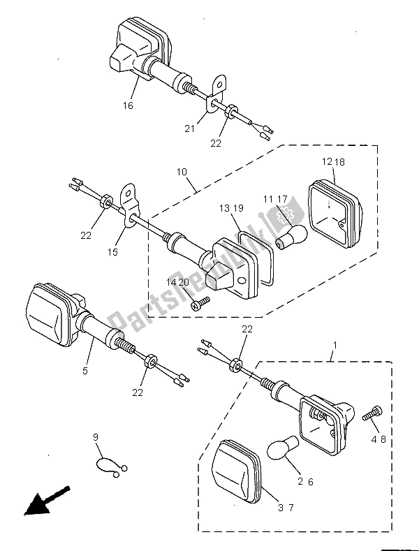 All parts for the Flasher Light of the Yamaha SR 125 1997