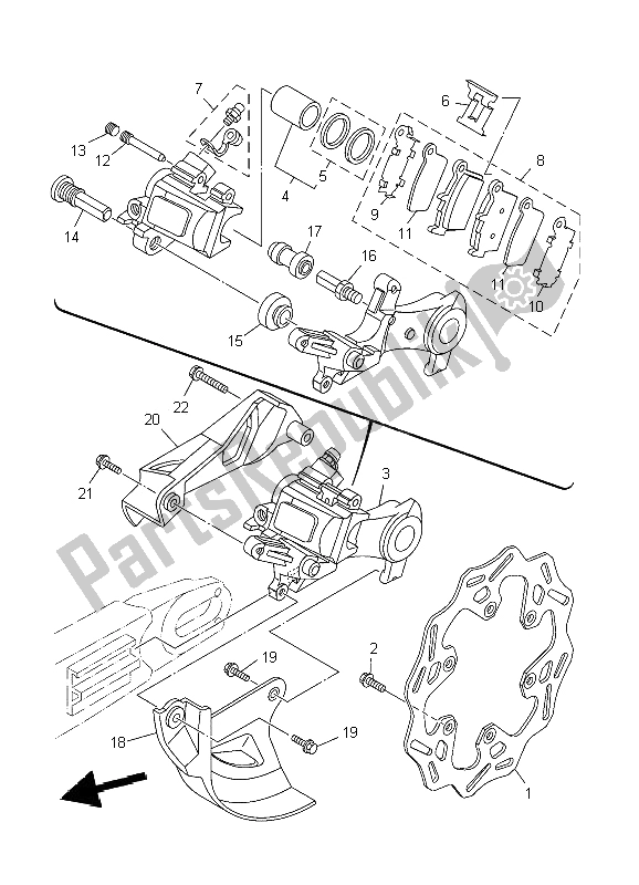 Wszystkie części do Zacisk Hamulca Tylnego Yamaha YZ 250 2009