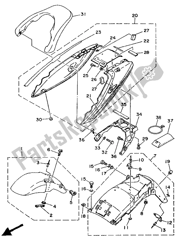 All parts for the Fender of the Yamaha TDM 850 1994