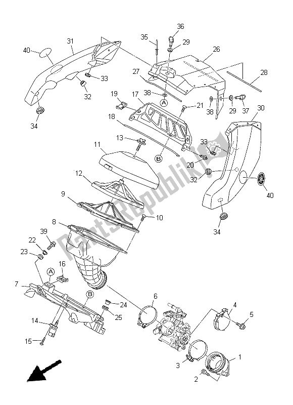 All parts for the Intake of the Yamaha YZ 450F 2015