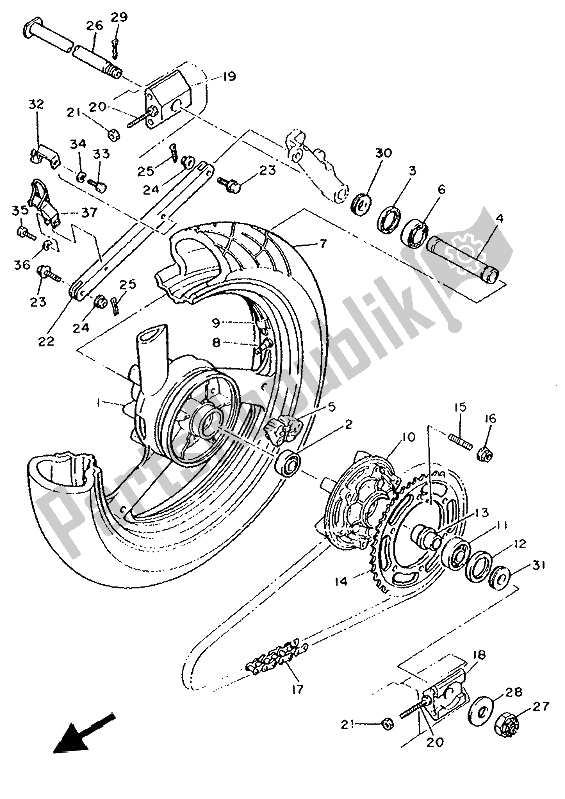 Wszystkie części do Tylne Ko? O Yamaha FZR 1000 1992