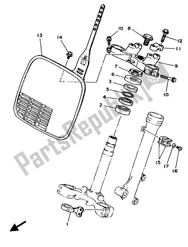 All parts for the Steering of the Yamaha YZ 80 LC A 1990