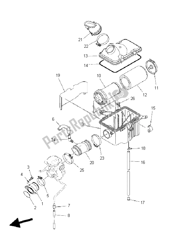 All parts for the Intake of the Yamaha YFM 400A Kodiak 2X4 2004