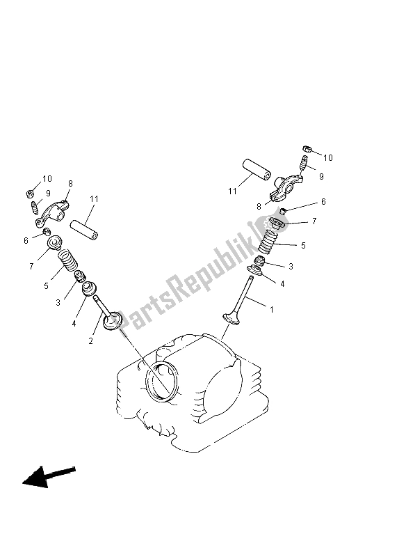 All parts for the Valve of the Yamaha YFM 125 Grizzly 2X4 2012