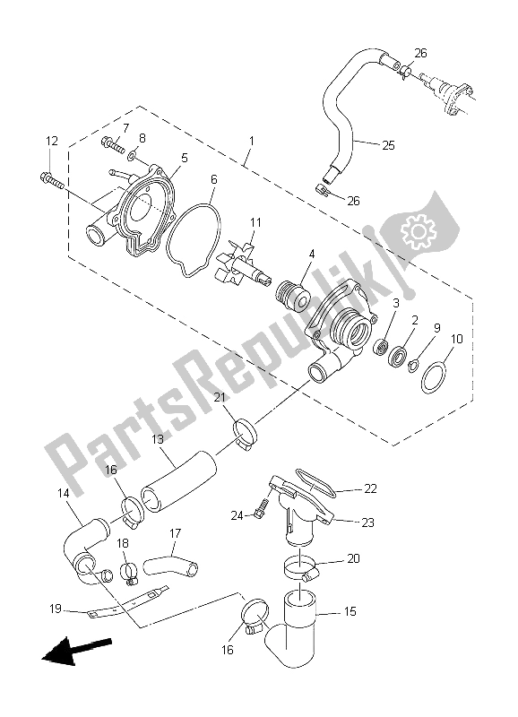 All parts for the Water Pump of the Yamaha XJ6 SY 600 2009