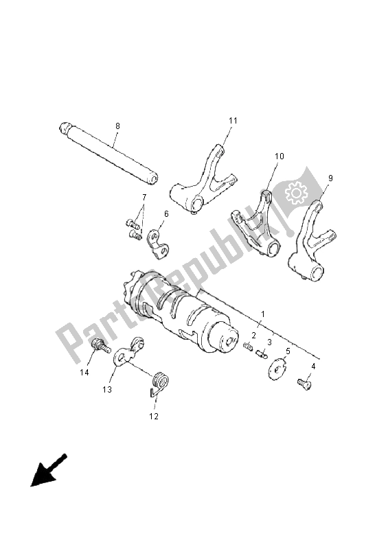 All parts for the Shift Cam & Fork of the Yamaha XJR 1300 SP 2001